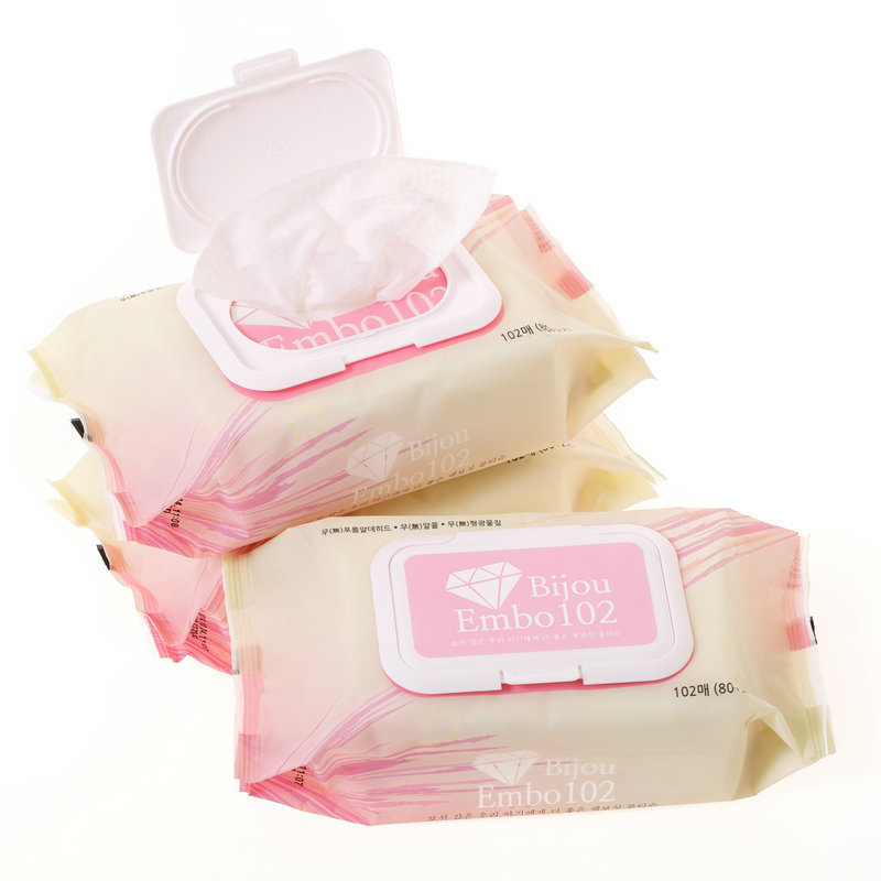 韩国Bijou天然矿泉水婴儿湿巾102片Embo/Cap Pink 三包装