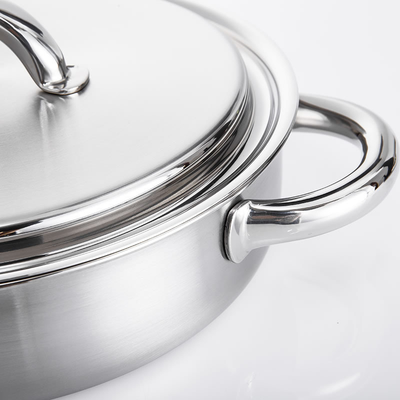 韩国QUEENSENSE深底三层附底优质导热不锈钢汤锅