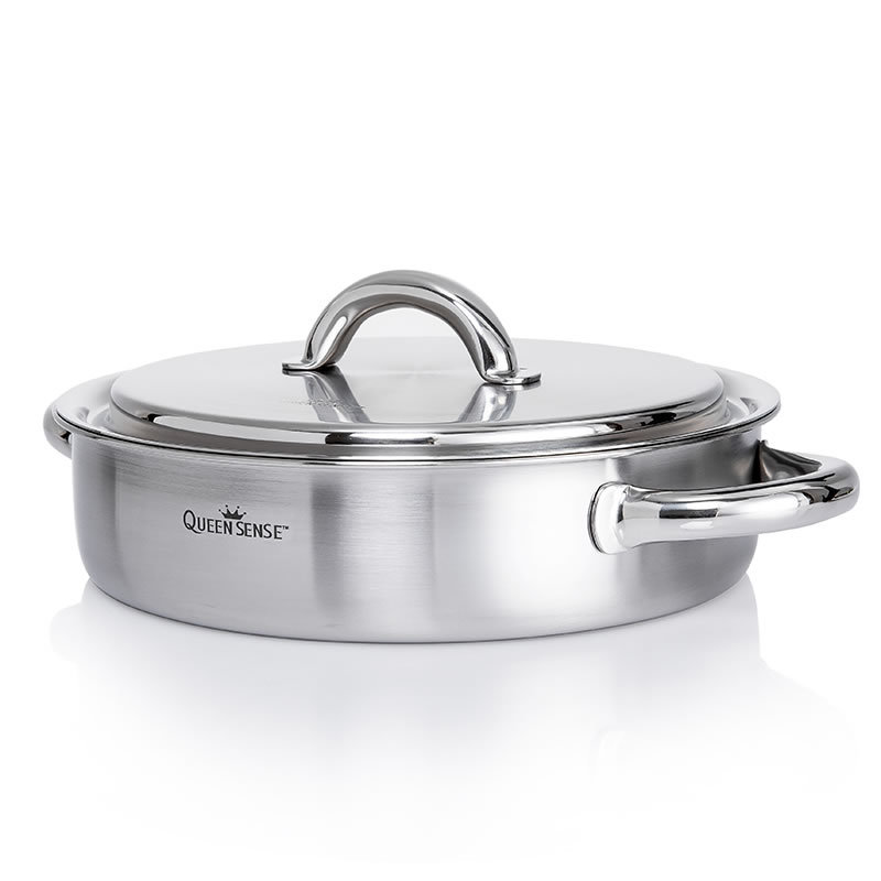 韩国QUEENSENSE浅底三层附底优质导热不锈钢汤锅