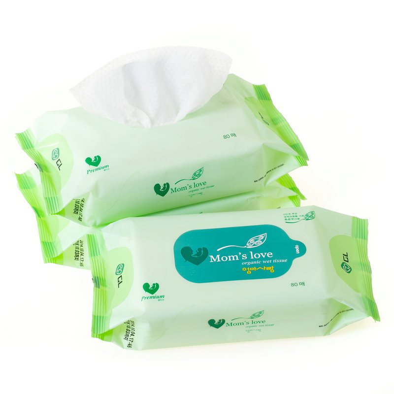 韩国Mom's Love天然矿泉水婴儿湿巾80片Basic 三包装
