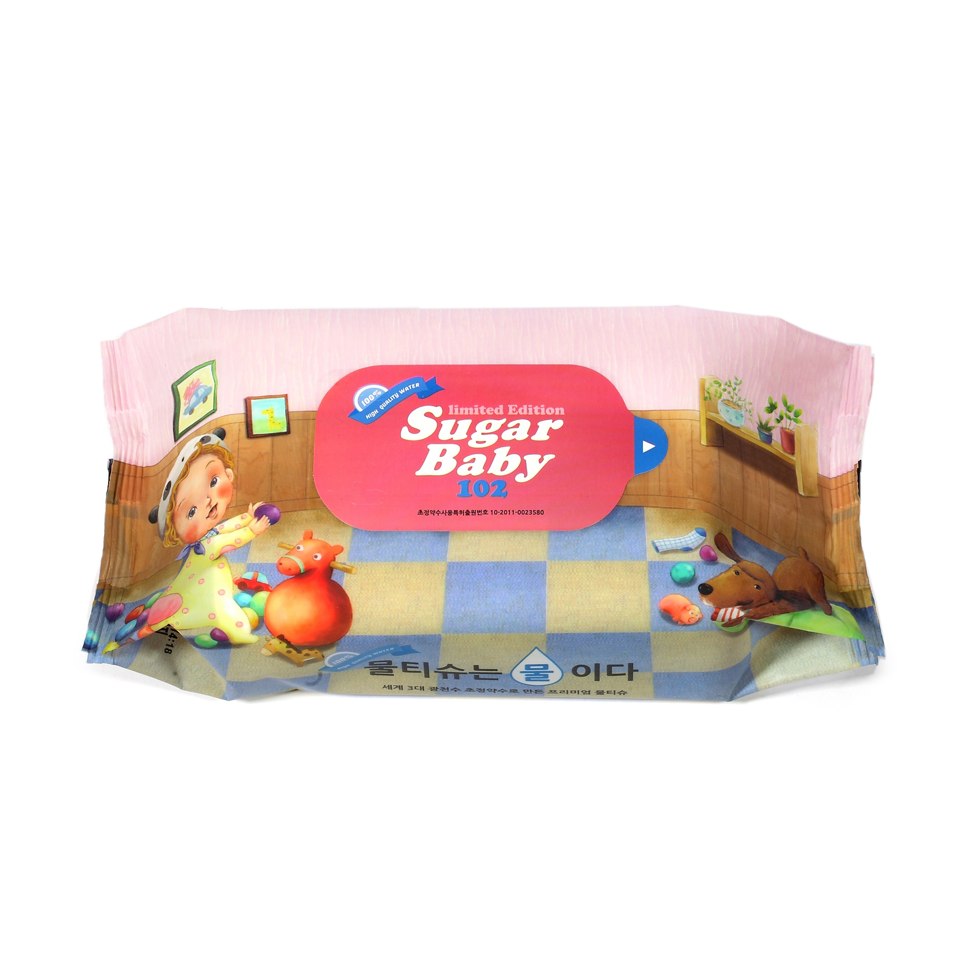韩国Sugar Baby天然矿泉水婴儿湿巾102片Premium三包装