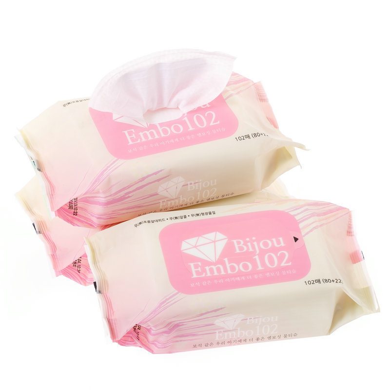 韩国Bijou天然矿泉水婴儿湿巾102片 Embo 三包装