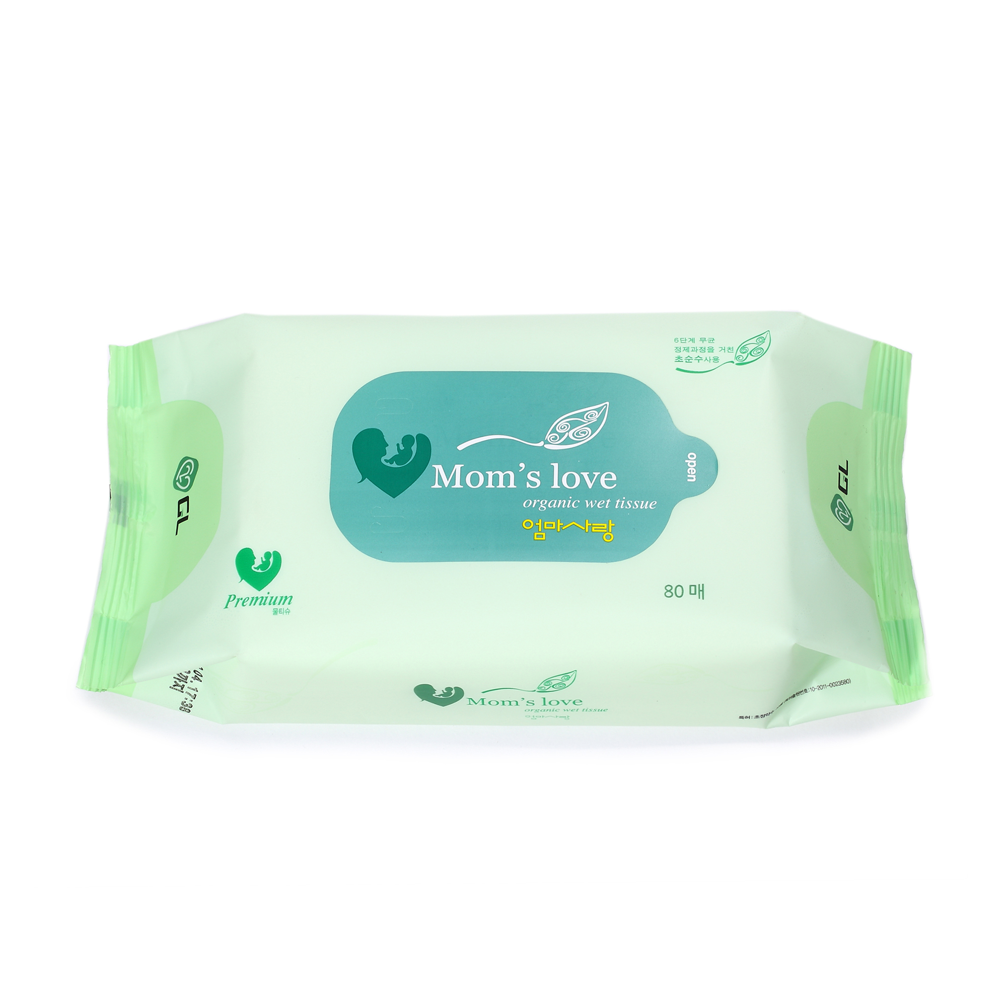 韩国Mom's Love天然矿泉水婴儿湿巾80片Basic 三包装