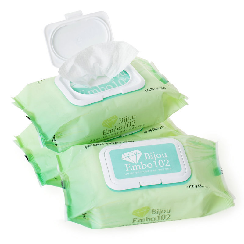 韩国Bijou天然矿泉水婴儿湿巾102片 Embo/Cap 三包装
