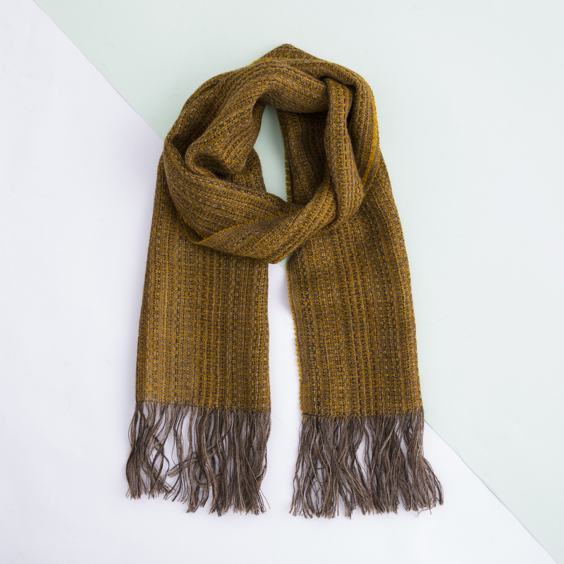 新西兰 Stansborough 棕色编织围巾 28*110cm 金黄