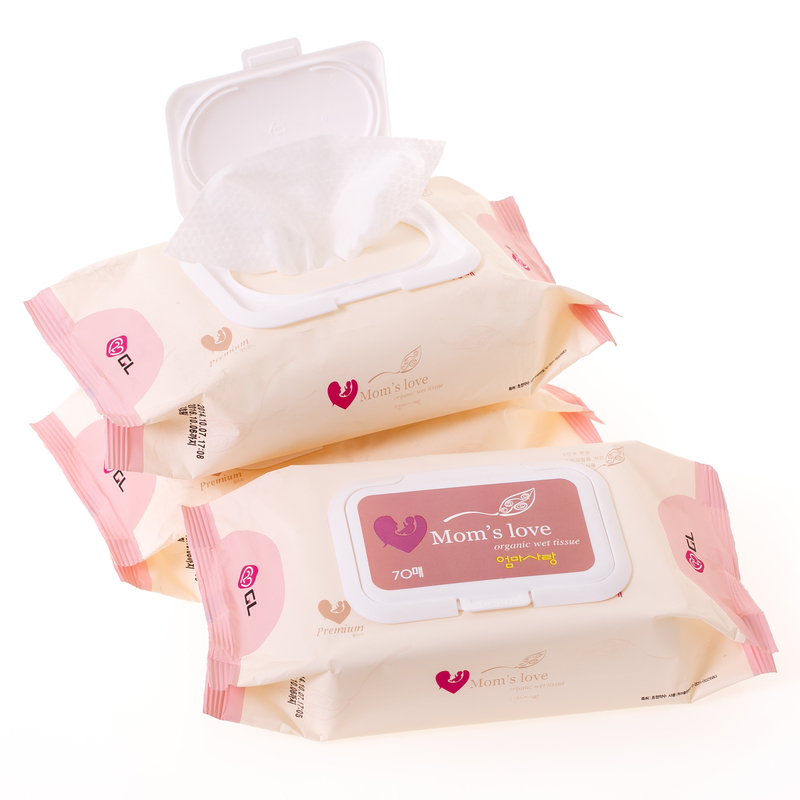 韩国Mom's Love天然矿泉水婴儿湿巾70片PremiumCap三包装