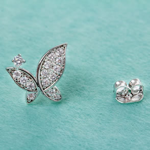 韩国古美世家韩流饰品-钻石耳钉蝴蝶型