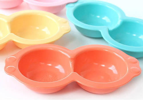 韩国uinlui天然甘蔗制成儿童餐具炫彩双格碗200ml