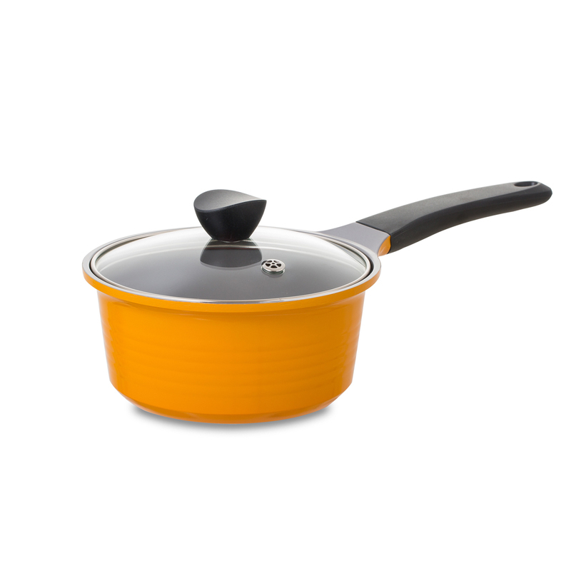 韩国Aluart陶瓷涂层橘色不粘汤锅18cm x 9cm 加长把手柄 橙色