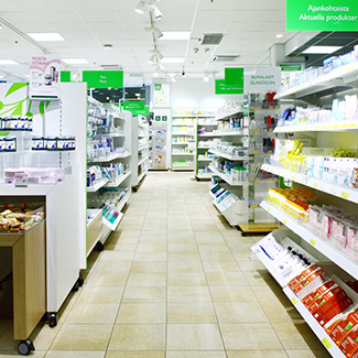 坦佩雷Yliopiston Apteekki商品货架