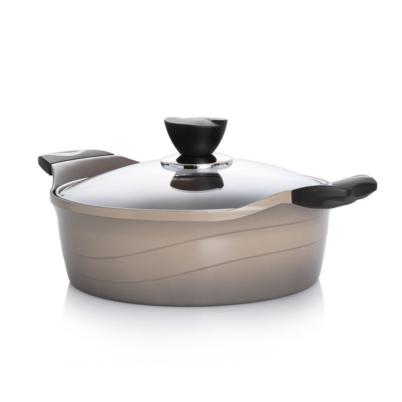 韩国QUEENSENSE浅底陶瓷涂层底部3D加热汤锅