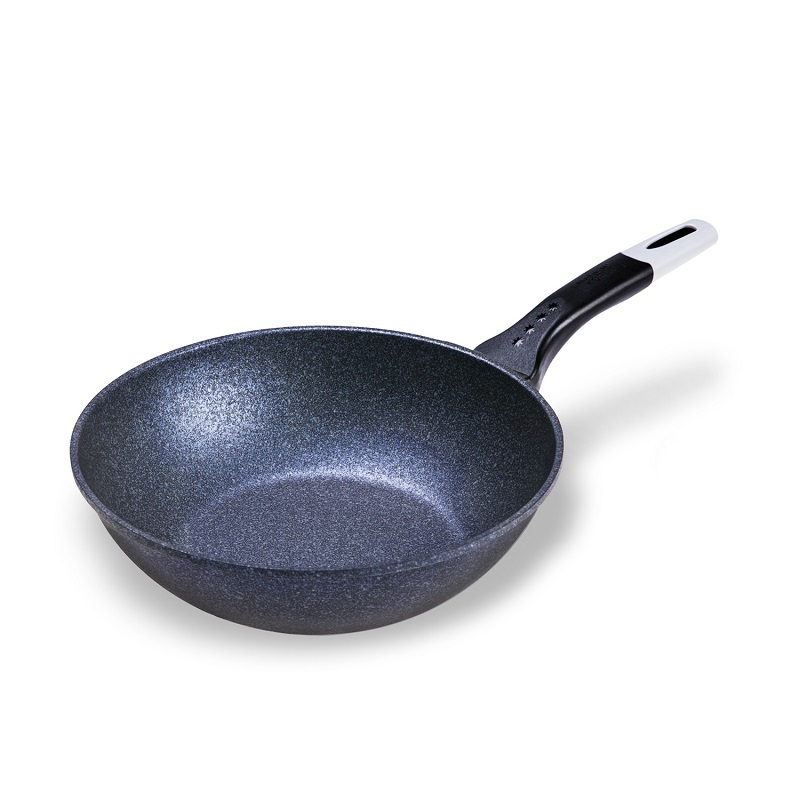 韩国Queen Art Inoble专利涂层不粘炒锅宽底弯手把30cm 灰蓝