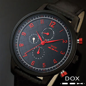 DOX防水石英手表-红黑