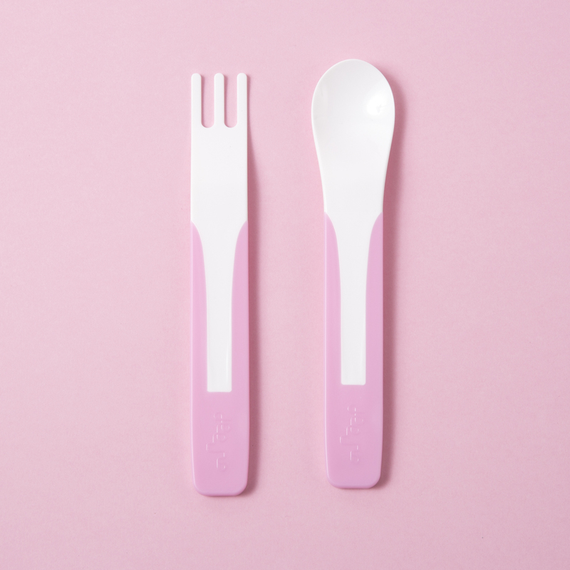 韩国deeuno儿童餐具一勺一叉 粉红