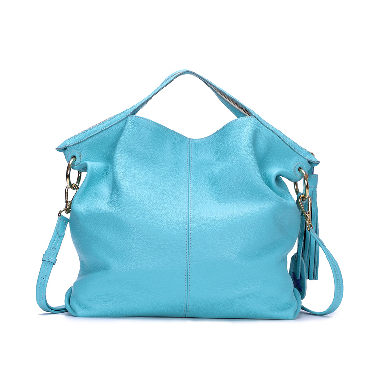 Gover女包 天蓝色牛皮女士手提袋