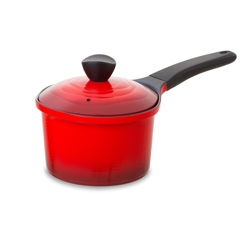 韩国Aluart陶瓷涂层红色不粘汤锅18cm x 9cm 加长把手柄 大红