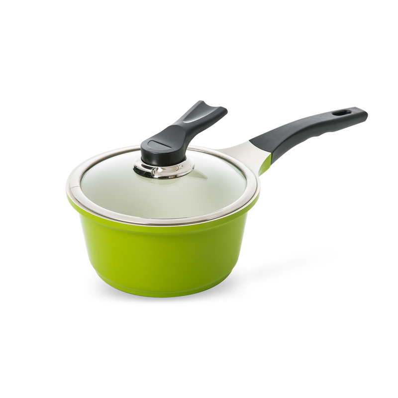 韩国Richef清新田园风不粘陶瓷汤锅奶锅18cm 绿色