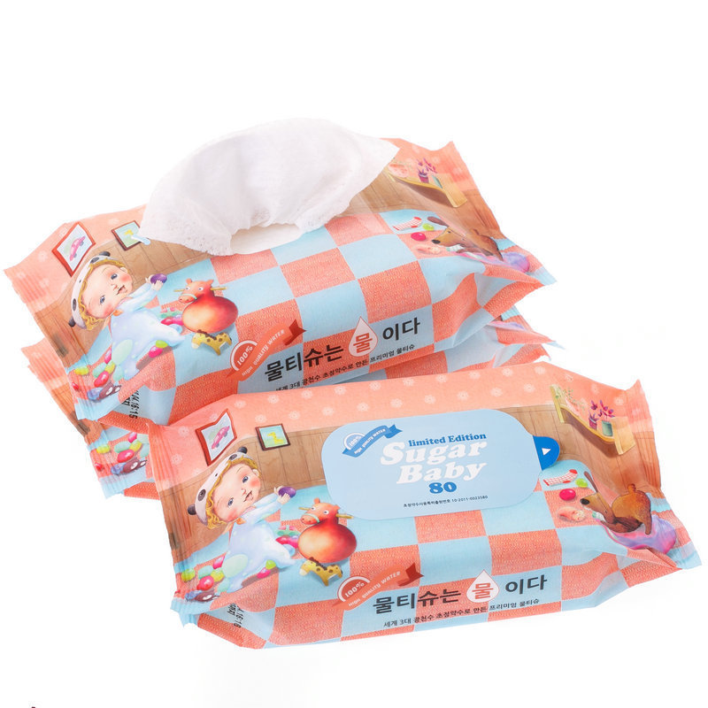 韩国Sugar Baby天然矿泉水婴儿湿巾80片Basic三包装