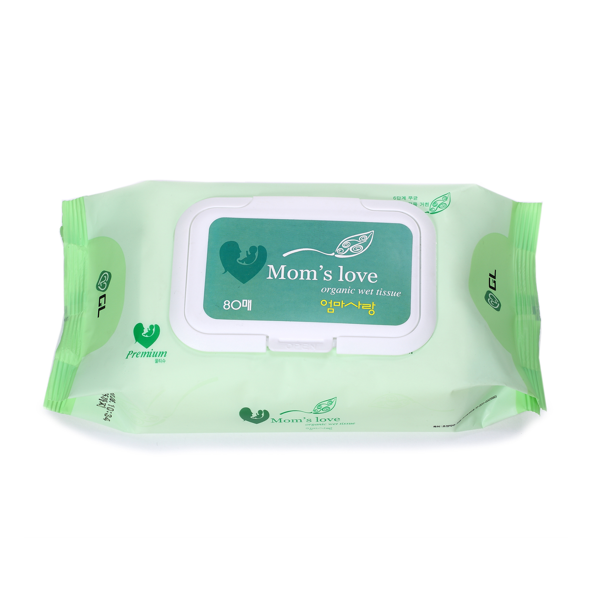 韩国Mom's Love天然矿泉水婴儿湿巾80片Basic/Cap三包装