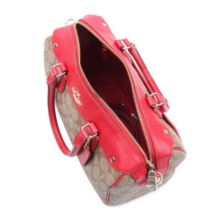 蔻驰 COACH 女式单肩斜跨包 小号波士顿手提包 水桶包 红色蔻驰女包 小号红色F36702IME7P