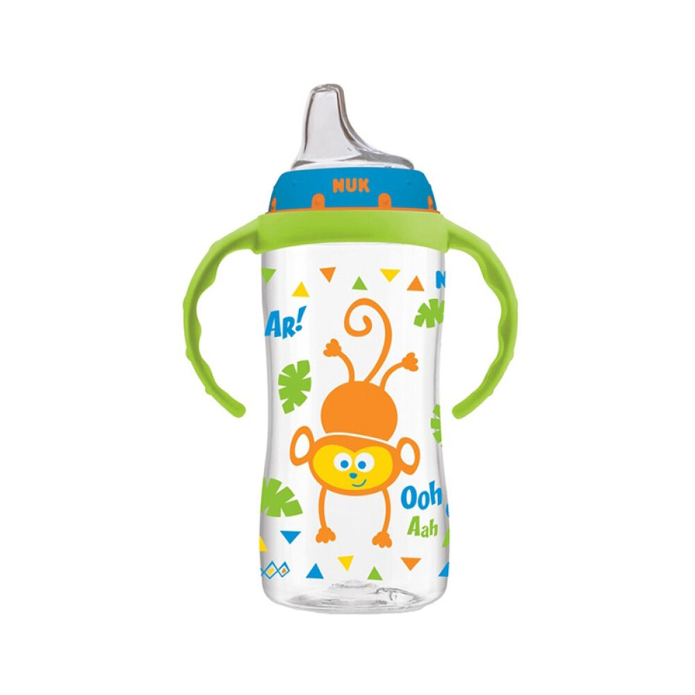 NUK带把手儿童学饮水杯蓝色猴子(300ml)