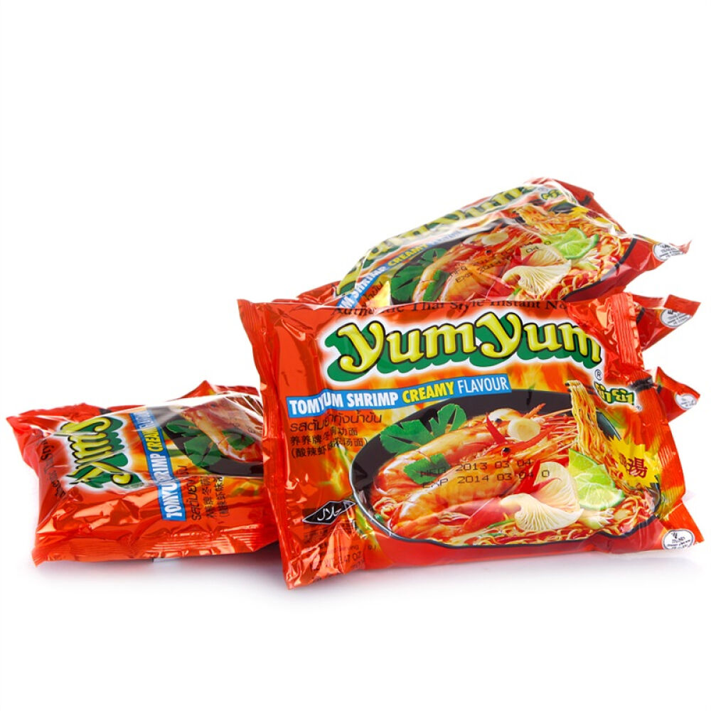 泰国yumyum养养牌方便面酸辣虾味浓汤味冬阴功面70g*5包五连包