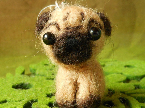 Needlefelteddogcharm-pug