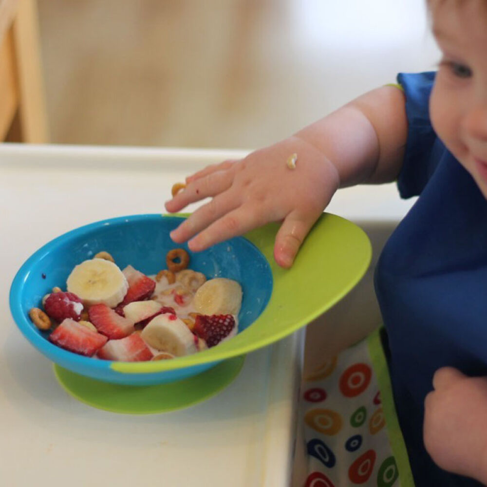 【全球购】boon婴儿碗儿童玩宝宝餐具宝宝吸盘碗防落食婴幼儿训练防摔餐碗蓝绿色
