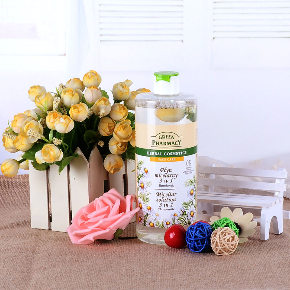 波兰原装进口GreenPharmacy草本舒缓保湿卸妆水卸妆液洁肤水卸妆清洁润肤三合一洋甘菊舒缓保湿卸妆500ml