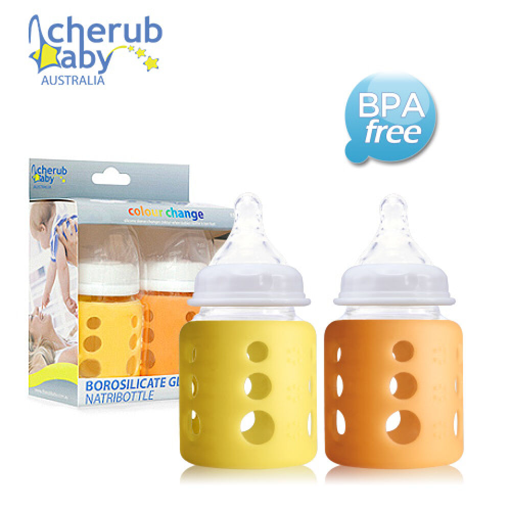 [乐天]cherubbaby环保玻璃奶瓶150ml2套件(奶瓶2 瓶套