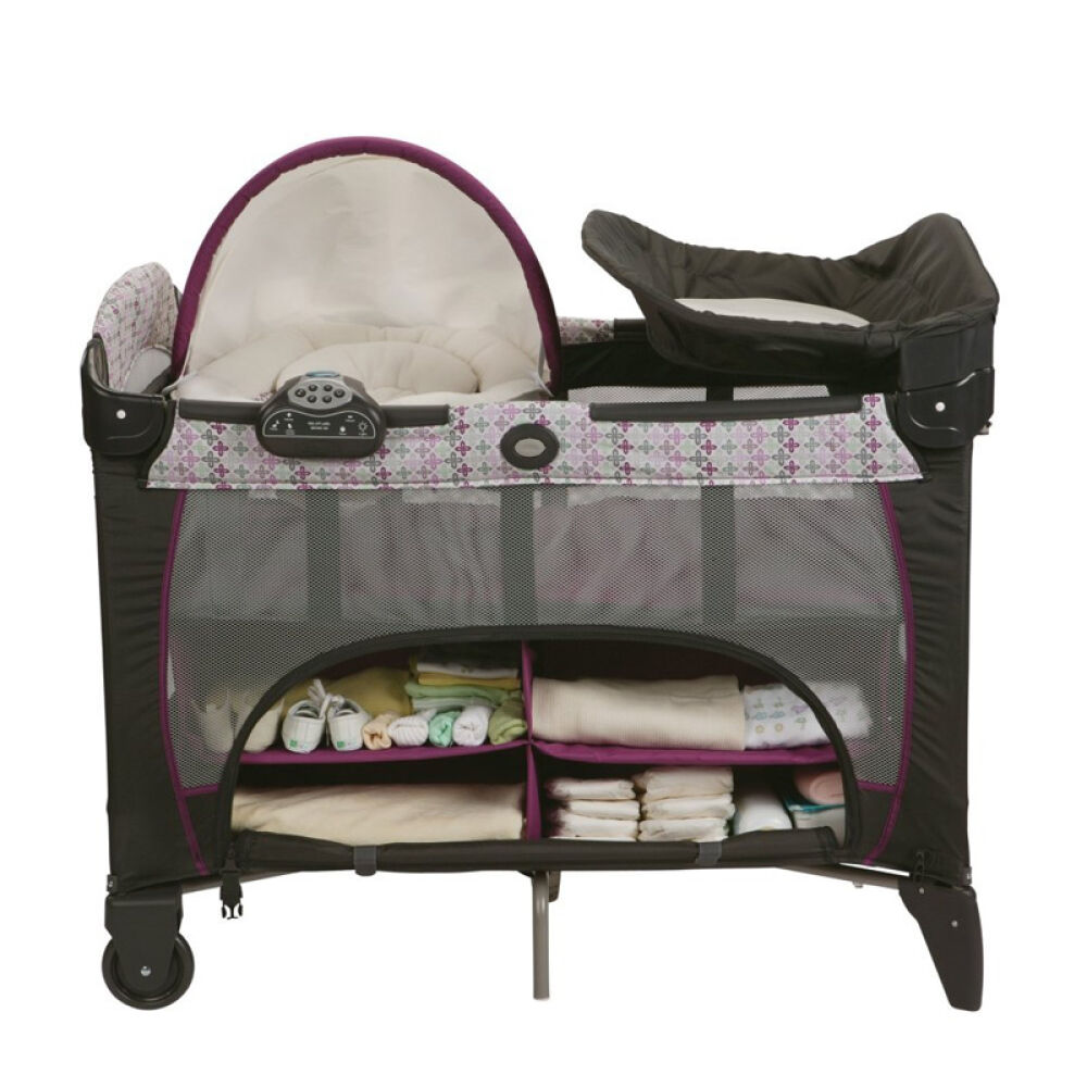 【全球购】葛莱GRACO乐悠系列多功能音乐游戏床便携式婴儿床宝宝床0-3岁Nyssa紫色