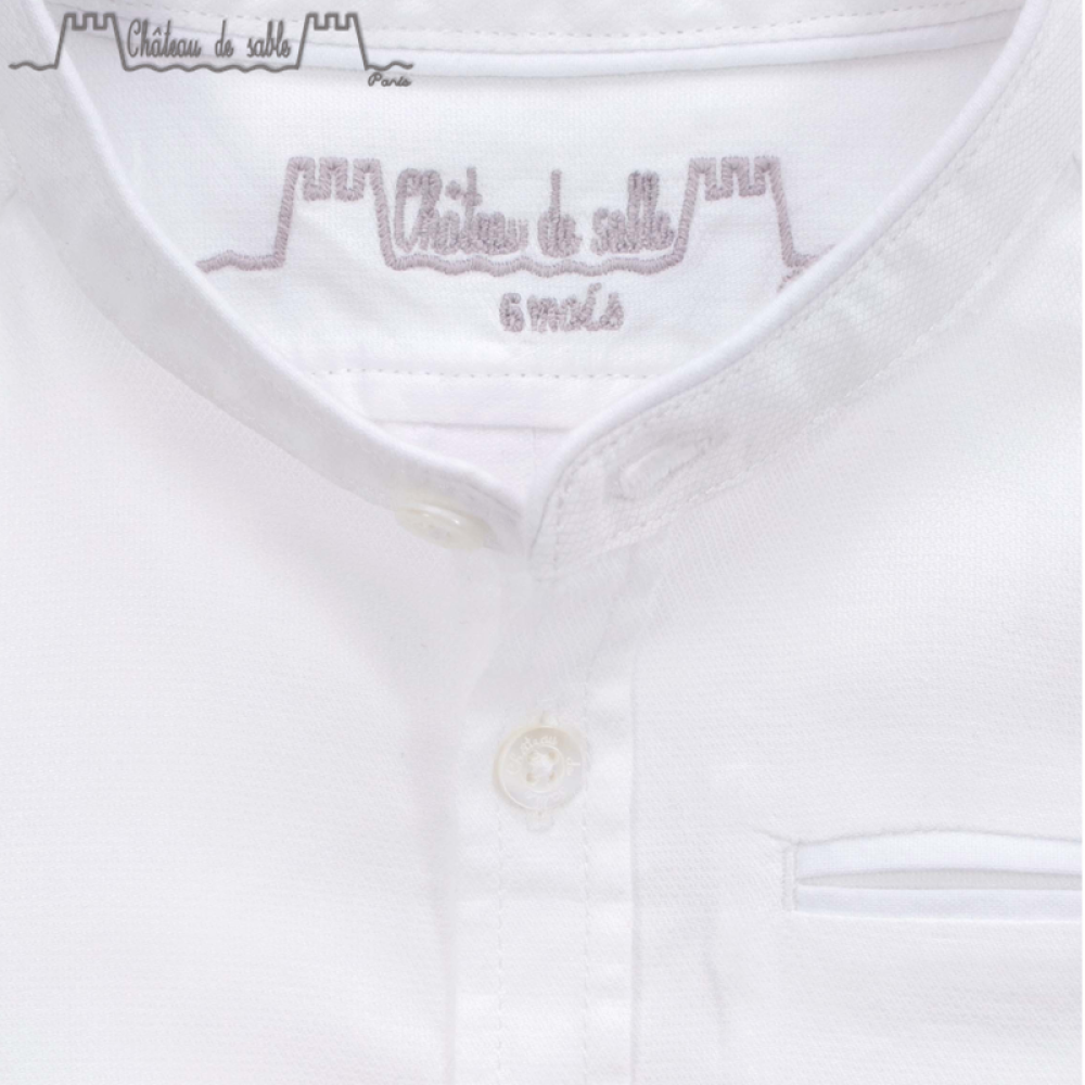 ChateauDeSableLOUIS男童长袖提花衬衫春秋上衣#010白色12M