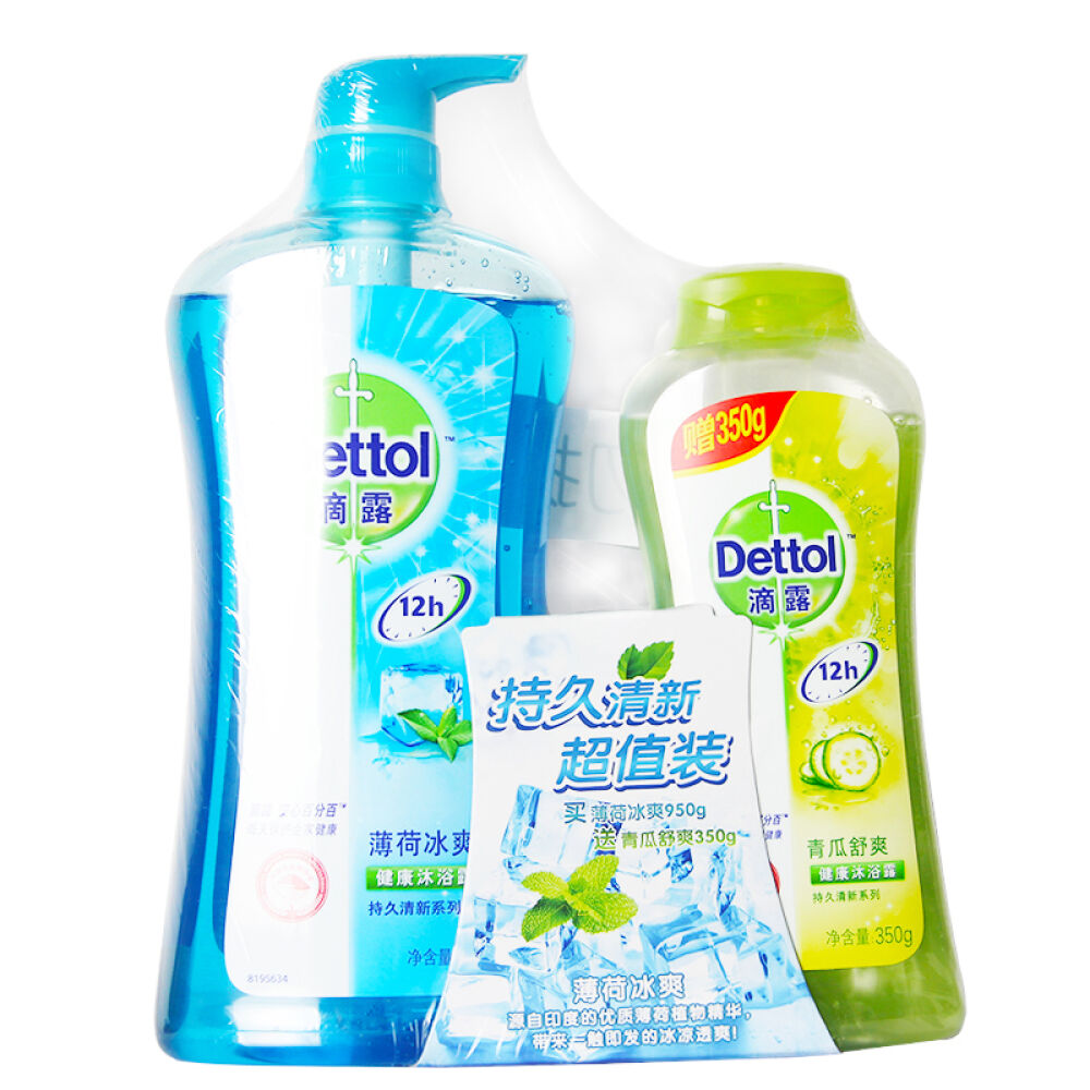 滴露(Dettol)薄荷沐浴露950ml+青瓜沐浴露350ml1087