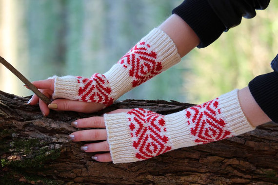 WoolenWrist/ArmWarmers,TraditionalAncientIronAgeFairIsleFingerlessGloves,ChristmasGift,UniqueGift,CardWeaving,MWR