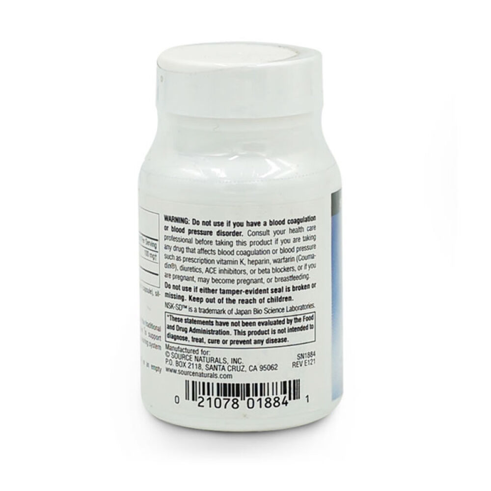 SourceNaturals纳豆激酶胶囊30粒保护肠胃降低血脂