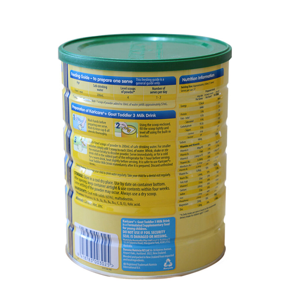 全球购新西兰原装进口KARICAREGoat2可瑞康金装婴幼儿羊奶粉900g可瑞康金装羊奶粉3段(1岁以上)900g