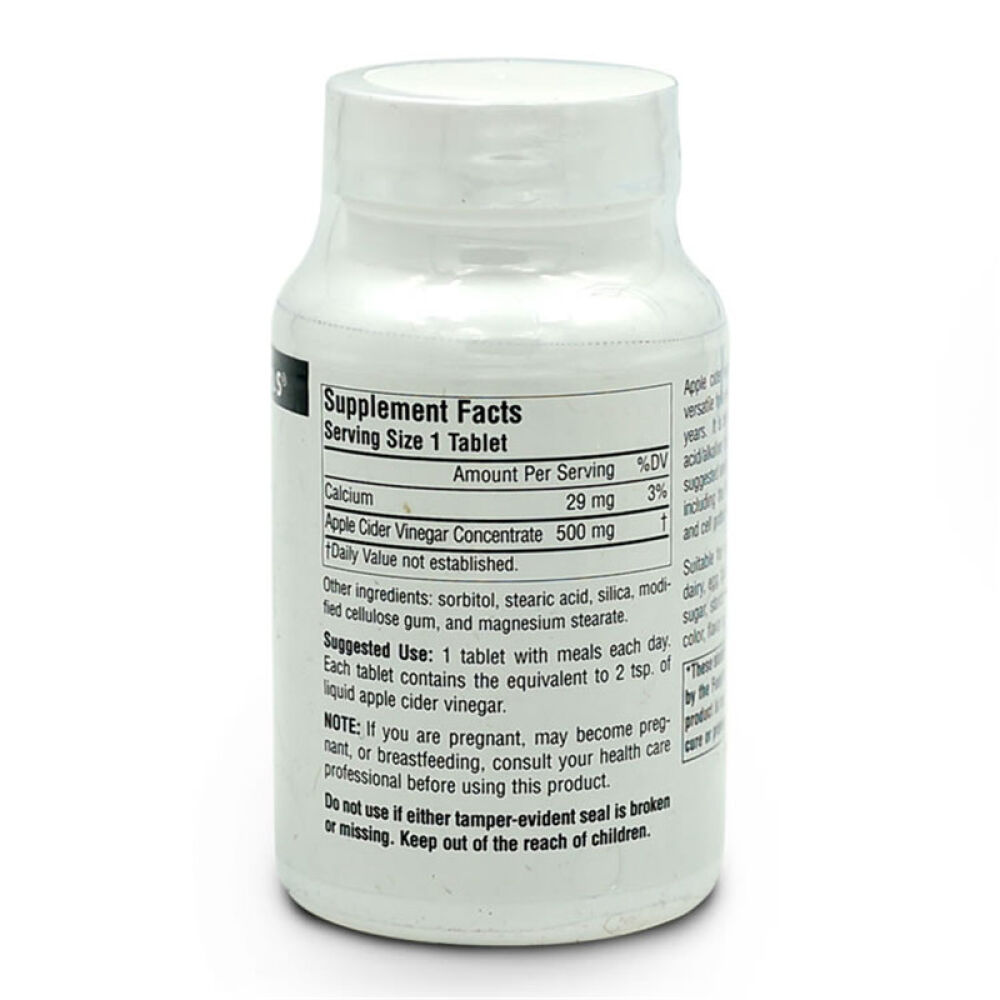SourceNaturals苹果醋片90片特别添加膳食纤维健康塑身