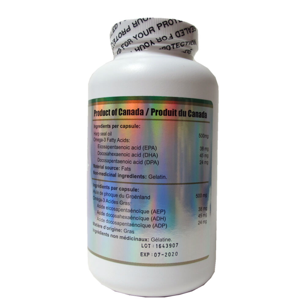 【全球购】加拿大直邮厂家授权加拿大原装BEC海豹油软胶囊正品500mg500粒500mg*500粒*2瓶