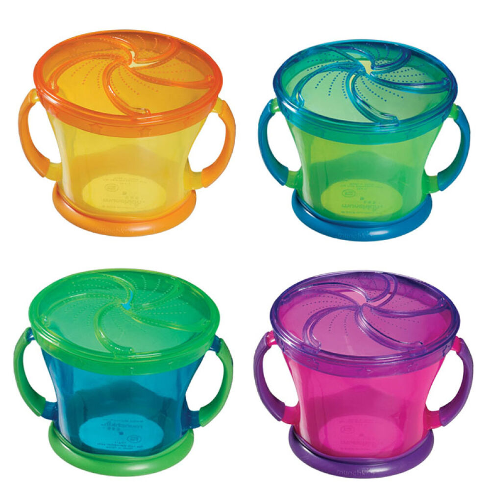 美国进口Munchkin满趣健儿童餐具婴儿碗勺双把手零食杯2个装(颜色随机发)