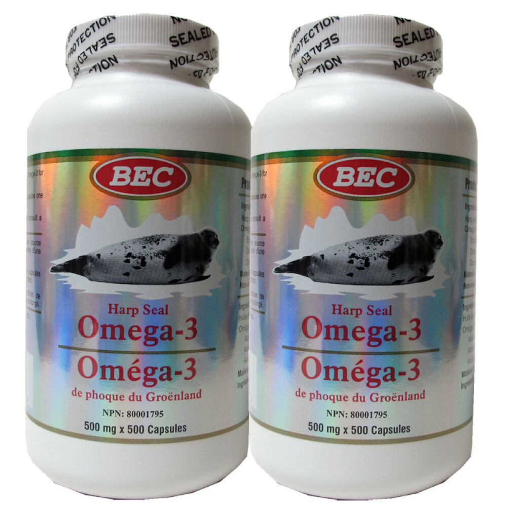 【全球购】加拿大直邮厂家授权加拿大原装BEC海豹油软胶囊正品500mg500粒500mg*500粒*2瓶