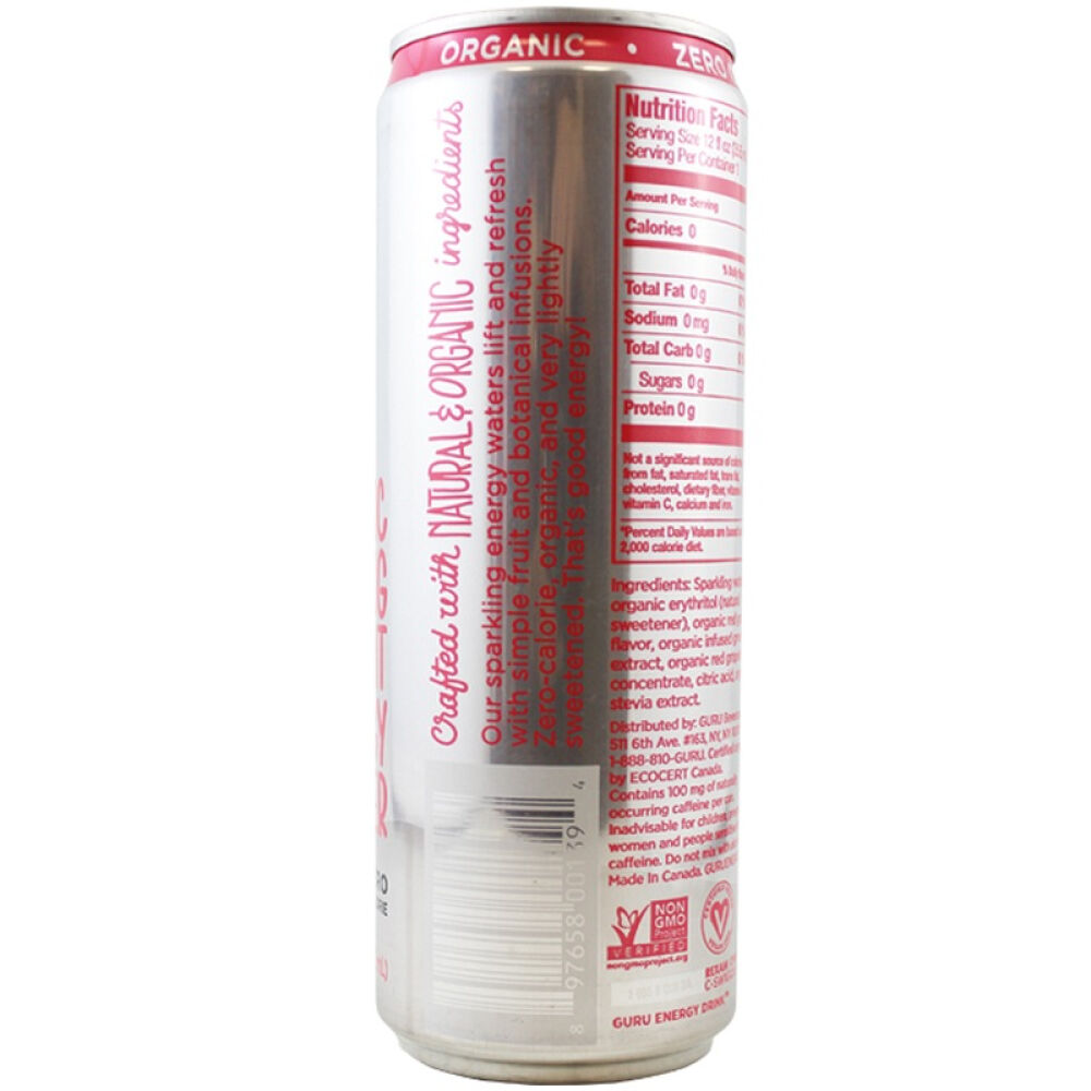 自营加拿大进口大师(GURU)红柚味有机气泡能量水/箱（12x355ml）