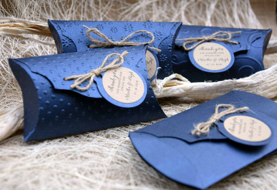 RusticPillowBoxes(5),FavorPillowBoxes,WeddingFavorboxes,RusticPartyfavorboxes,BlueWeddingPillowBoxes-PACKof5