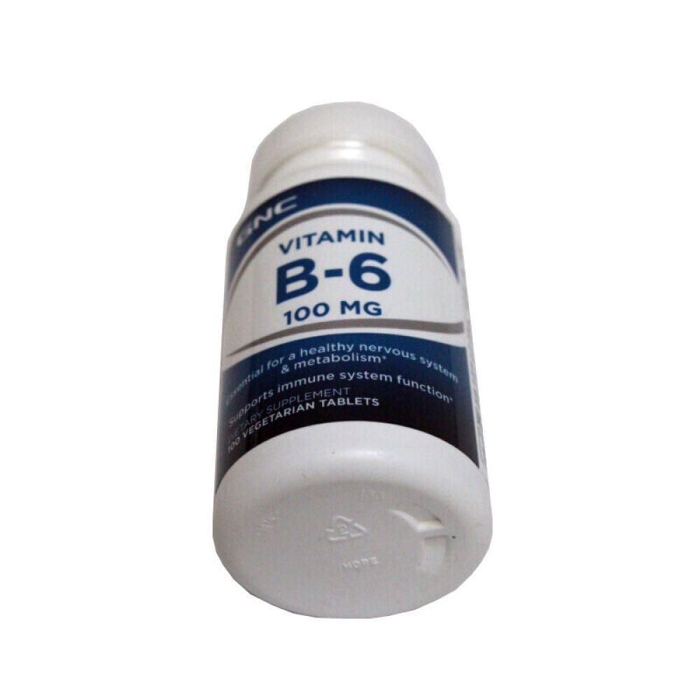 美国GNC维生素b6吡哆素维生素b族VB6复合维生素B生发防脱发100mg100粒*2瓶