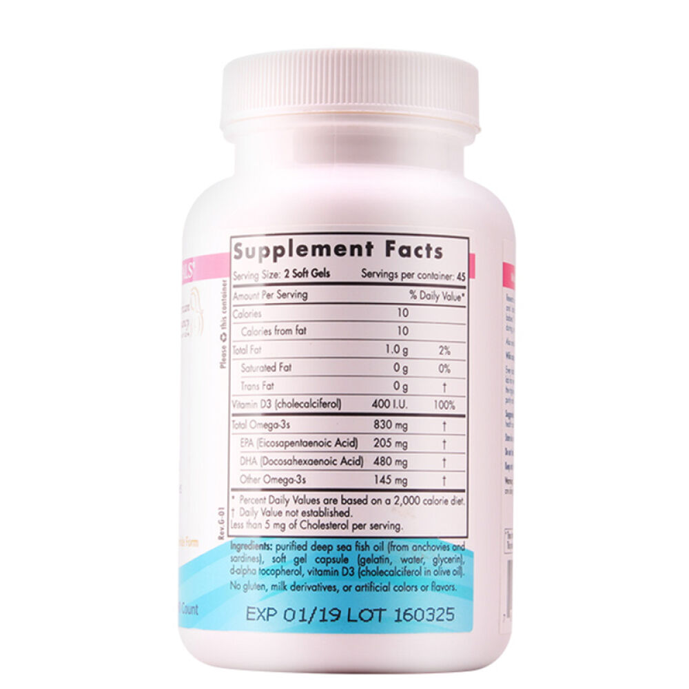 美国进口挪威小鱼NordicNaturals深海鳕鱼婴儿鱼油D3滴剂含DHA孕妇哺乳期专用DHA胶囊90粒