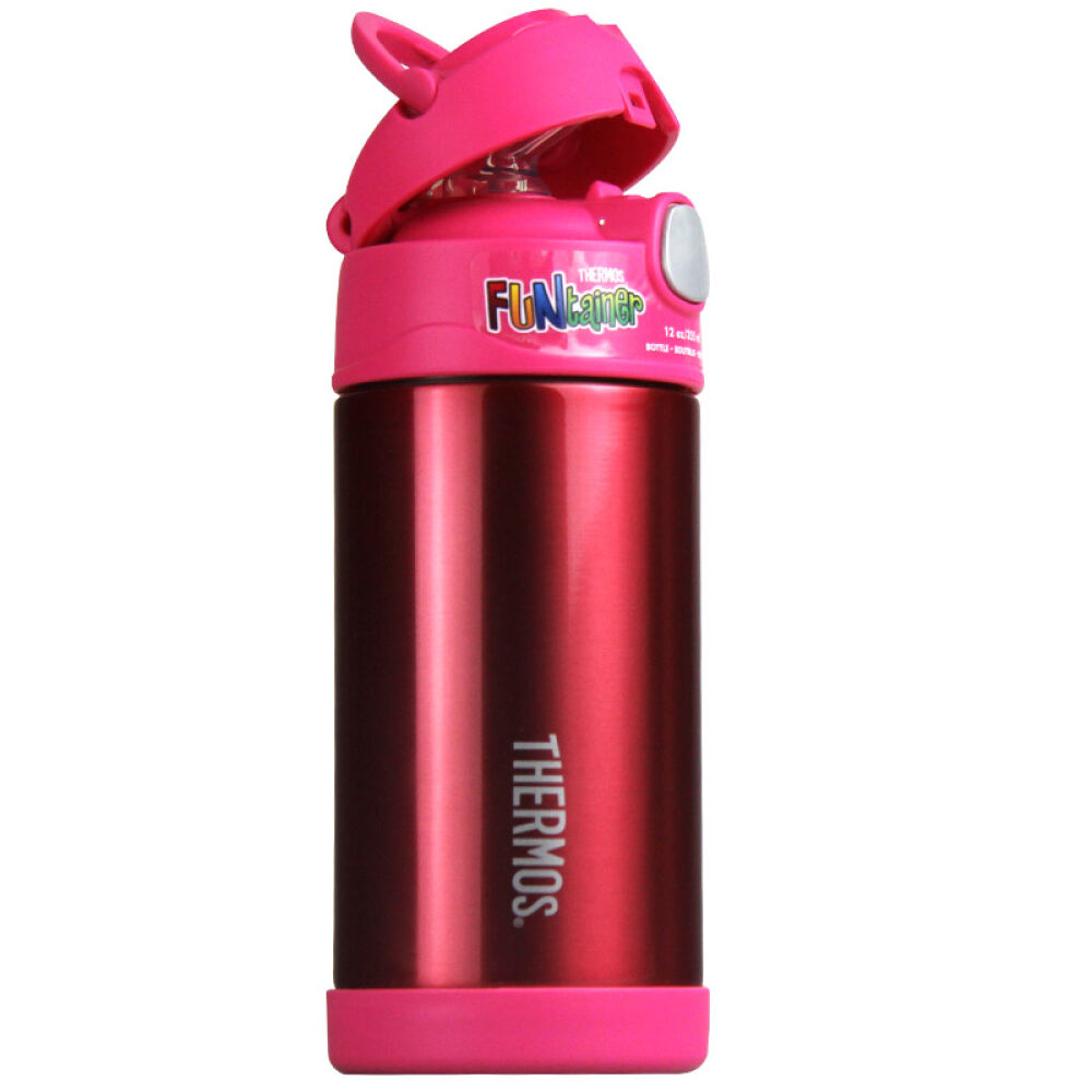 膳魔师thermos儿童保温杯吸管杯宝宝婴儿水壶小学生水杯355ml1.纯粉色-----------355ml