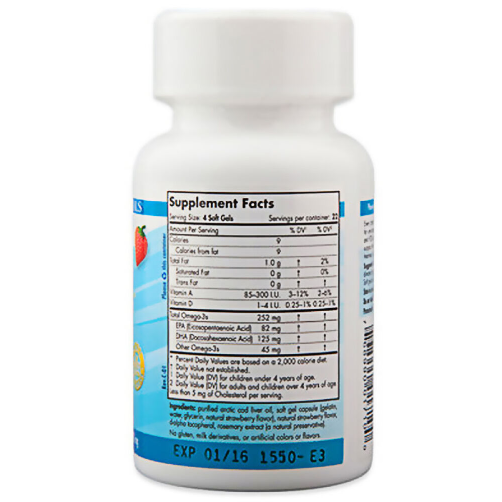 自营挪威小鱼NordicNaturals鳕鱼DHA草莓味90粒美国进口