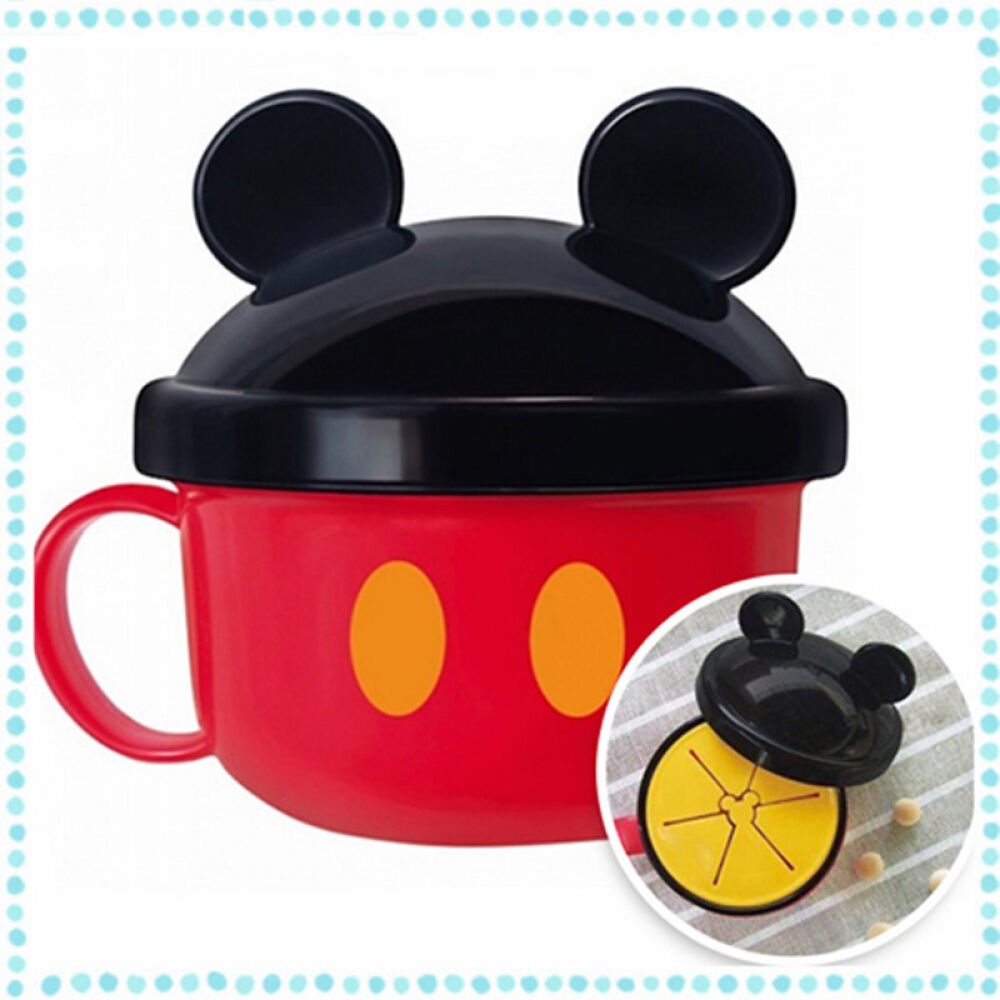 日本进口锦化成米奇米妮老鼠造型迪士尼宝宝碗勺餐具套装有勺子米奇款便携式防漏零食盒/零食杯