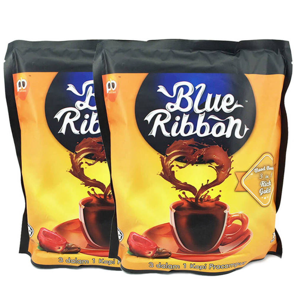 马来西亚进口BlueRibbon蓝迦3合1黄金特浓即溶咖啡（600gx2袋）