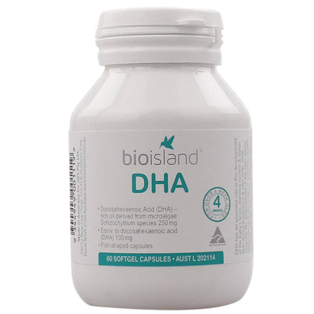 澳洲Bioisland原装进口婴幼儿宝宝儿童/乳钙补钙/补充DHA/儿童补锌片4周+易吸收天然海藻油DHA胶囊60粒