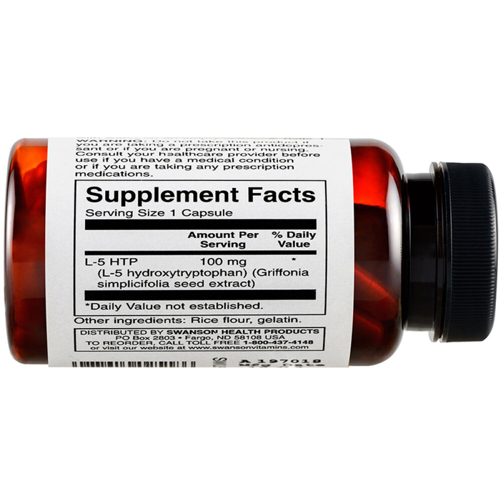 斯旺森swanson5-HTP五羟色氨酸营养胶囊100mg*60粒抗抑郁安神助睡眠